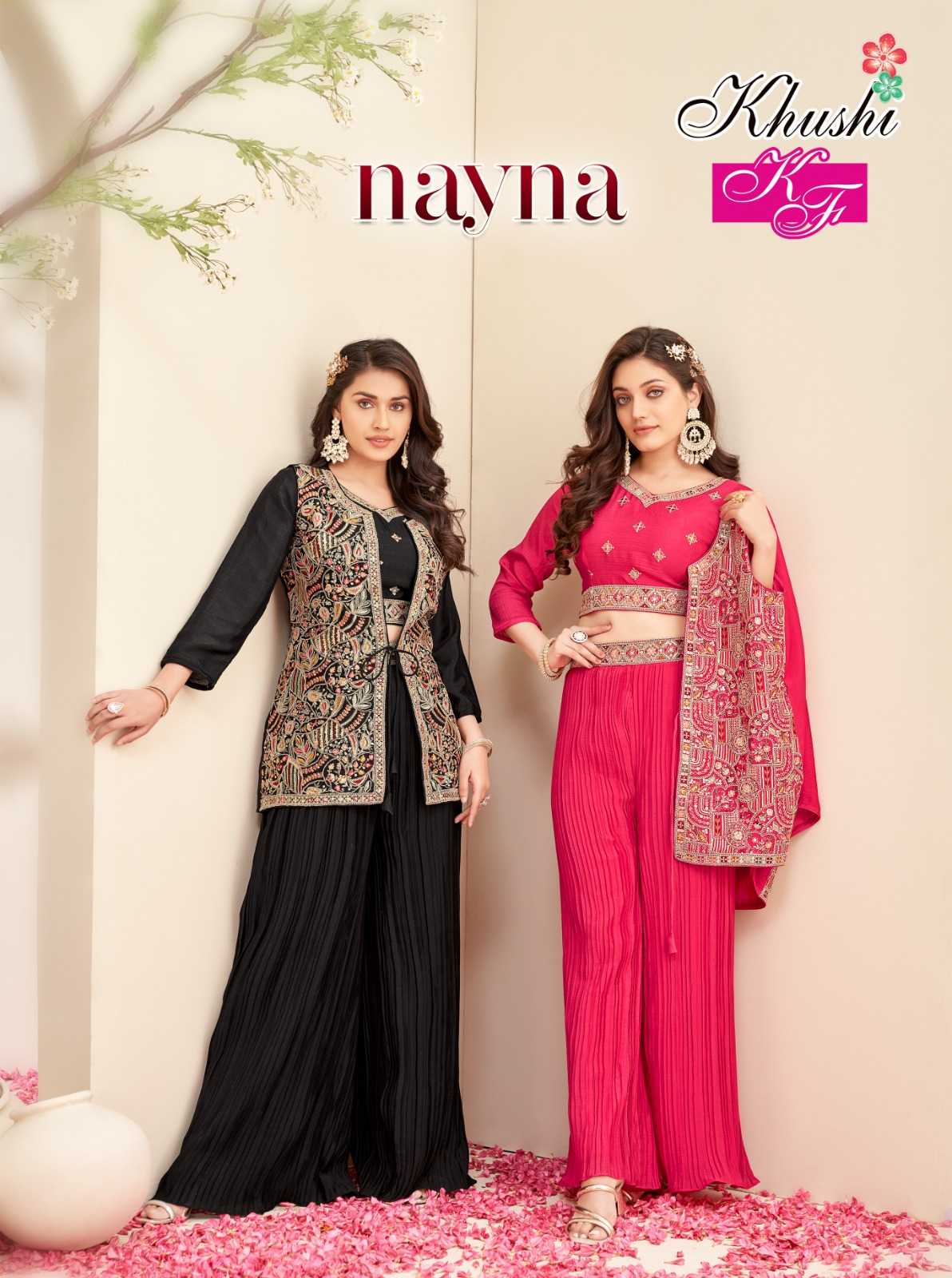 nayna by khushi fashion full stitch shrug jacket set with palazzo set dress