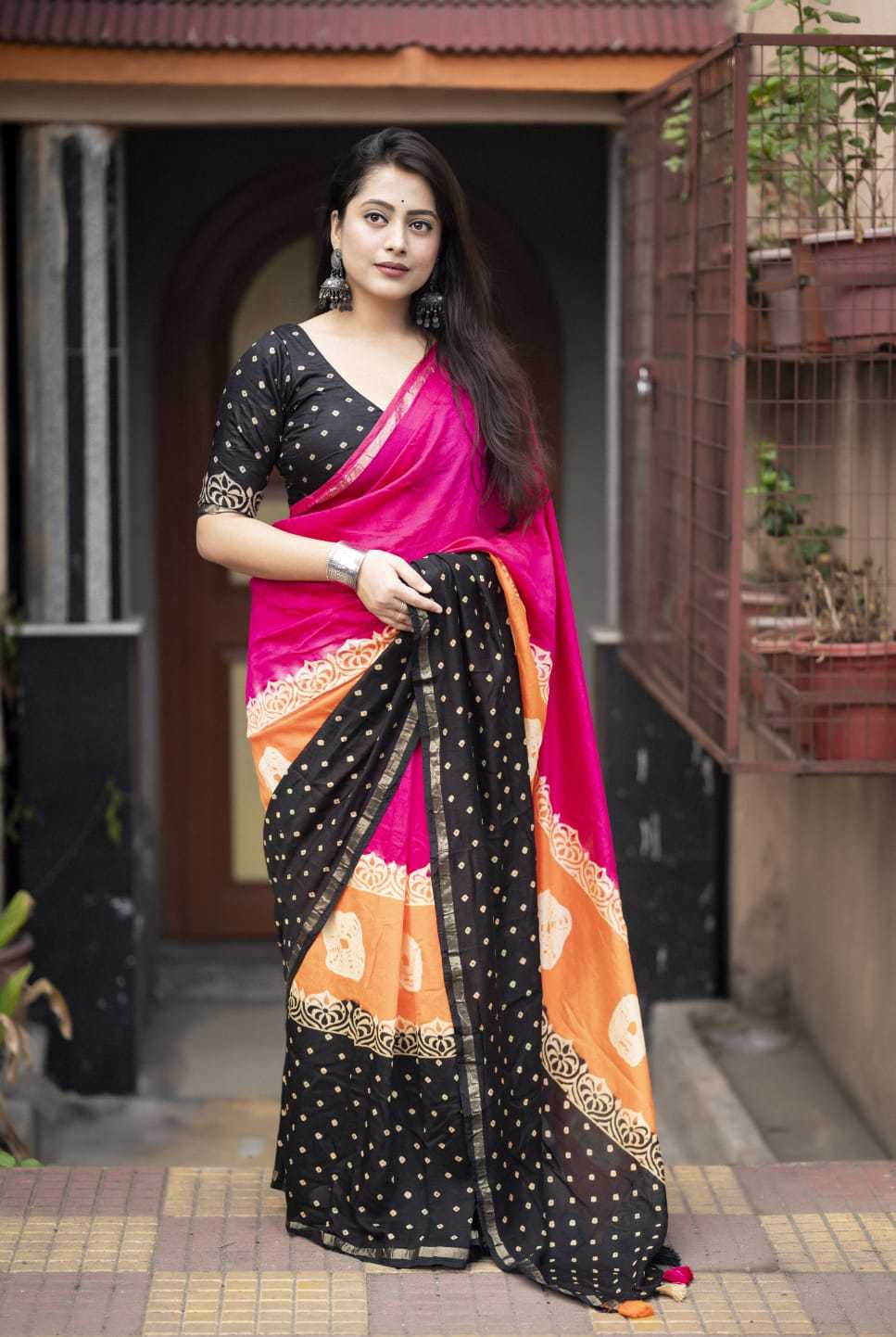 pr kc 125 magic rangoli chanderi cotton saree with blouse 