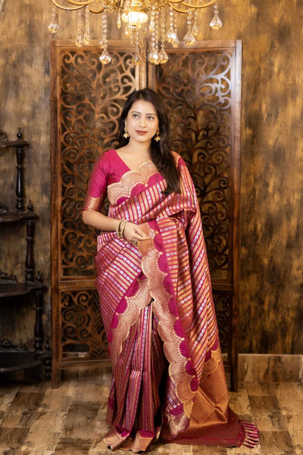 pr kc 143 madhumati banarasi silk zari woven casual saree supplier 