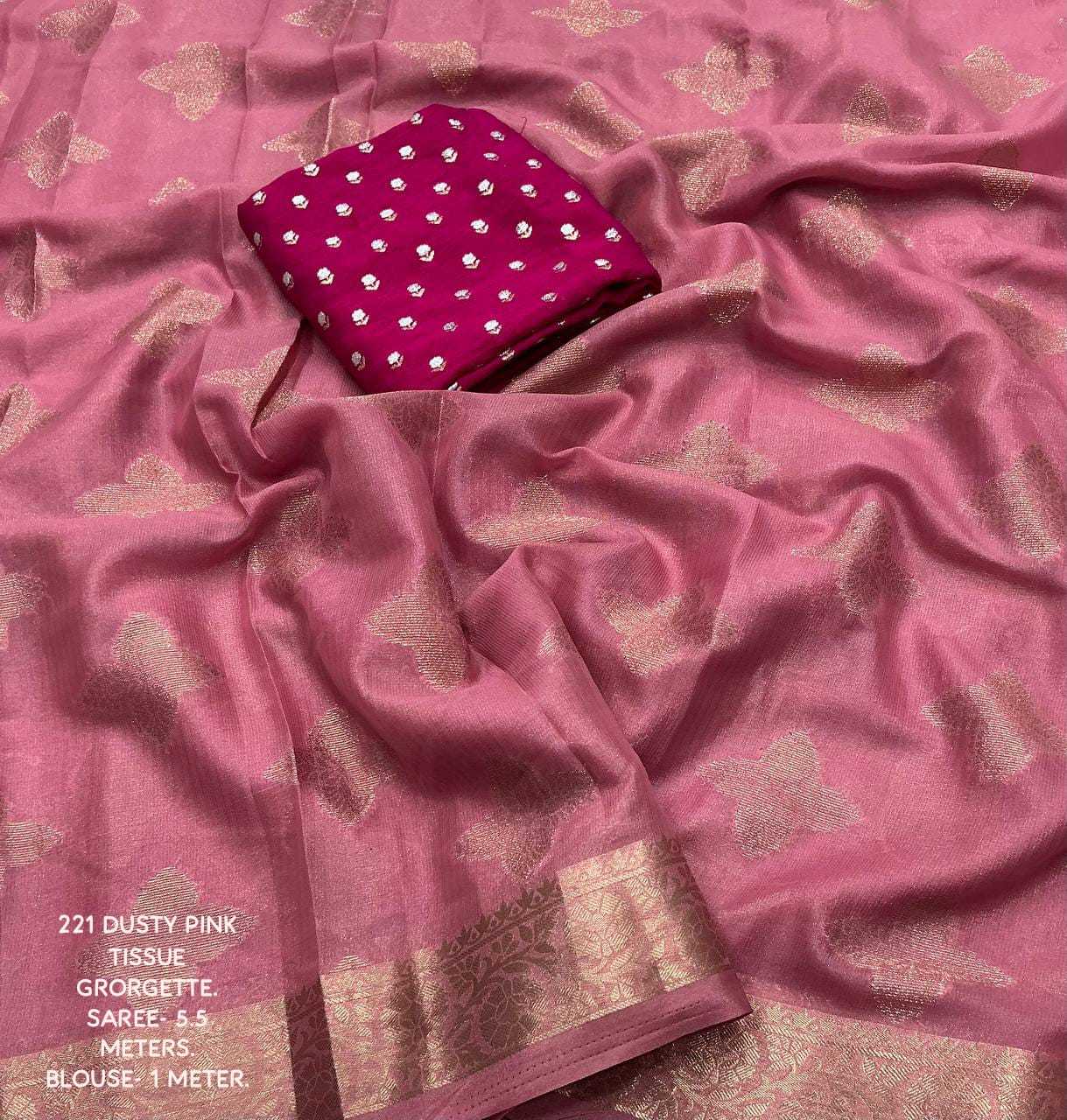 pr kc 221 beautiful look tissue georgette fancy saree wholesaler 