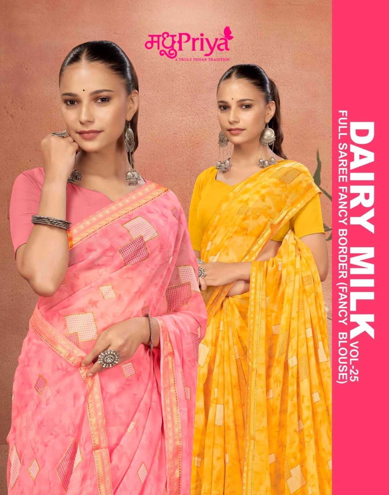 daily milk vol 25 by madhupriya chiffon fancy printed saree exports 