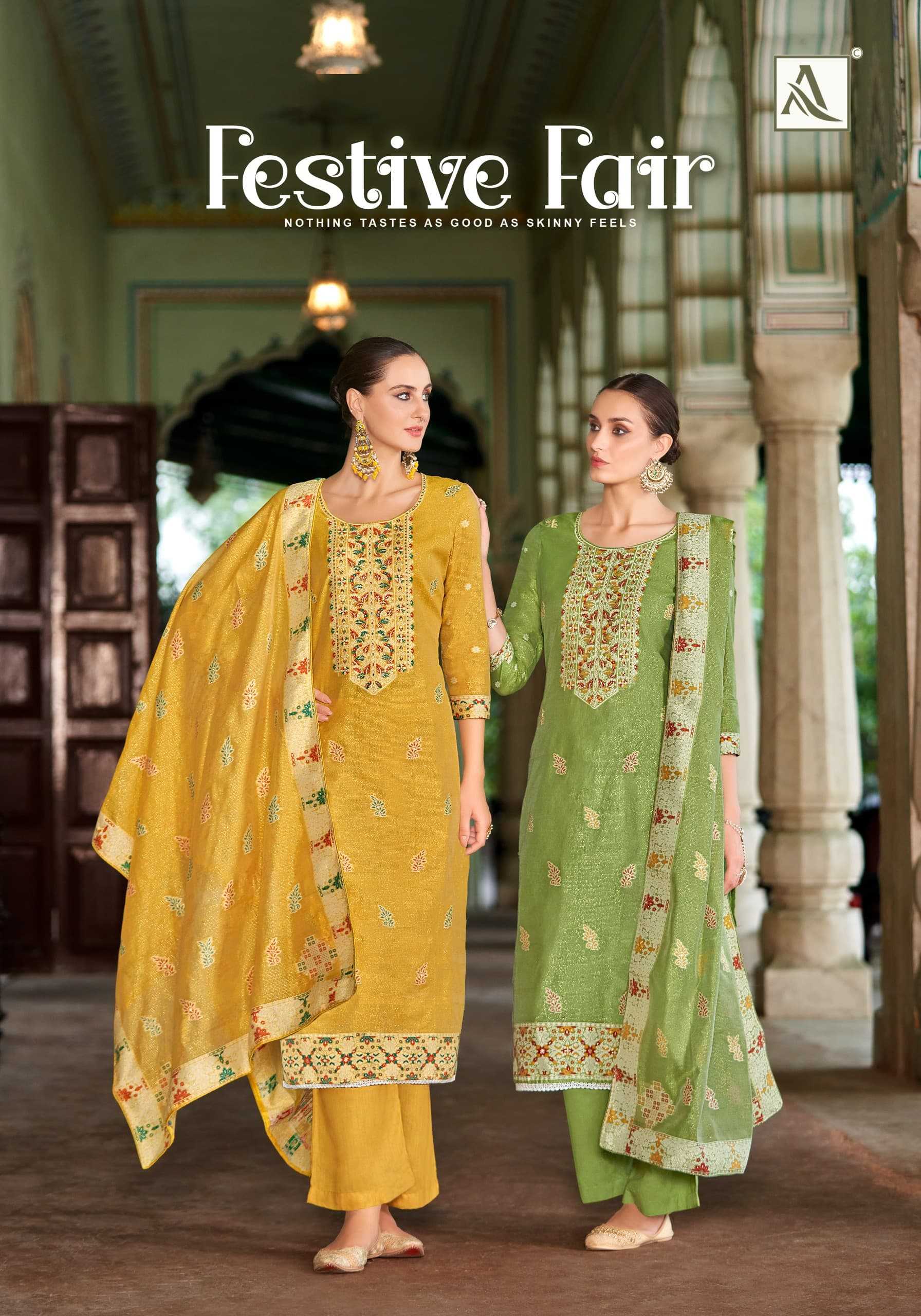 festive fair by alok jacquard weaving pattern pakistani 3pcs dress 