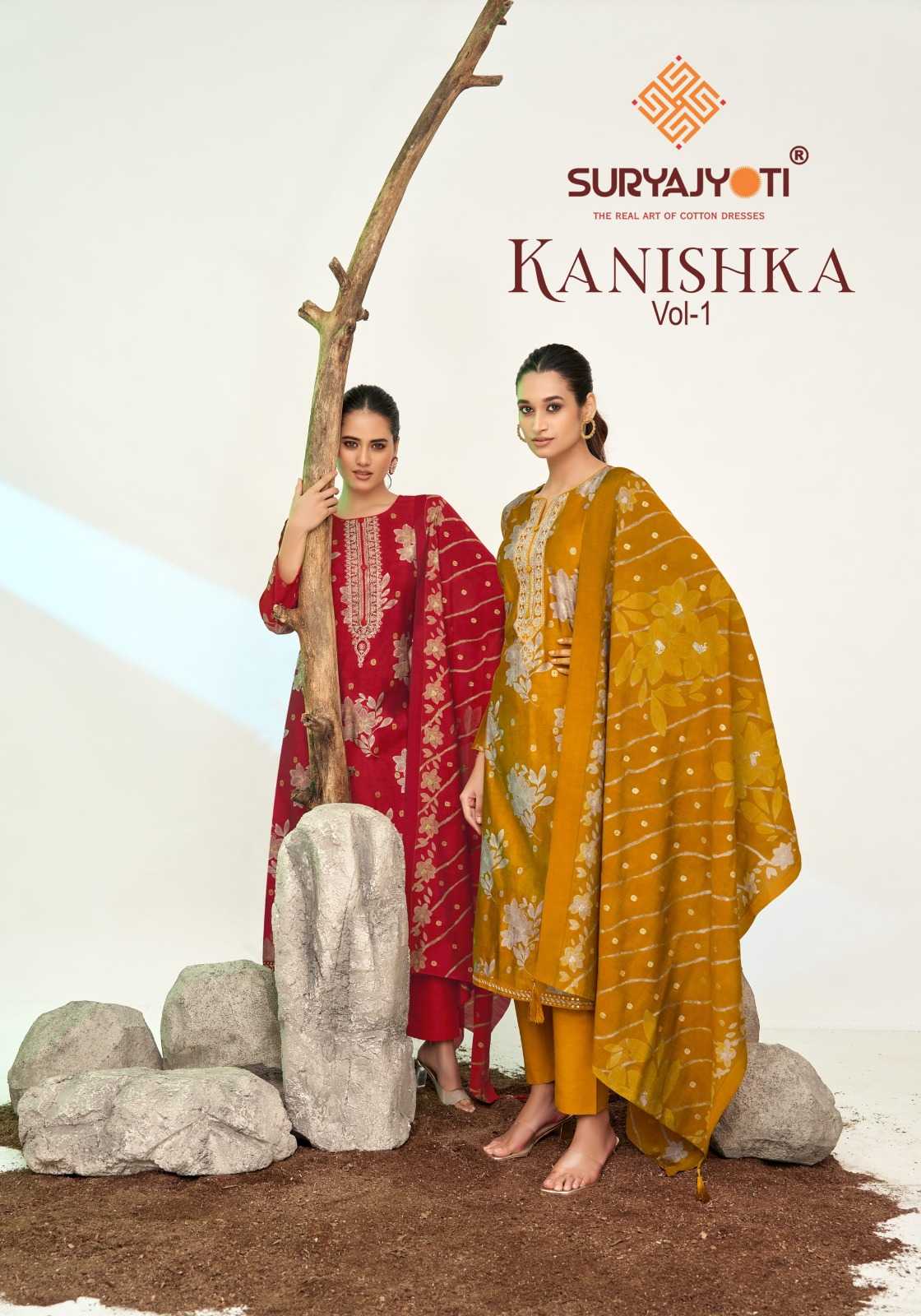 kanishka vol 1 by suryajyoti embroidery modal print ladies 3pcs dress