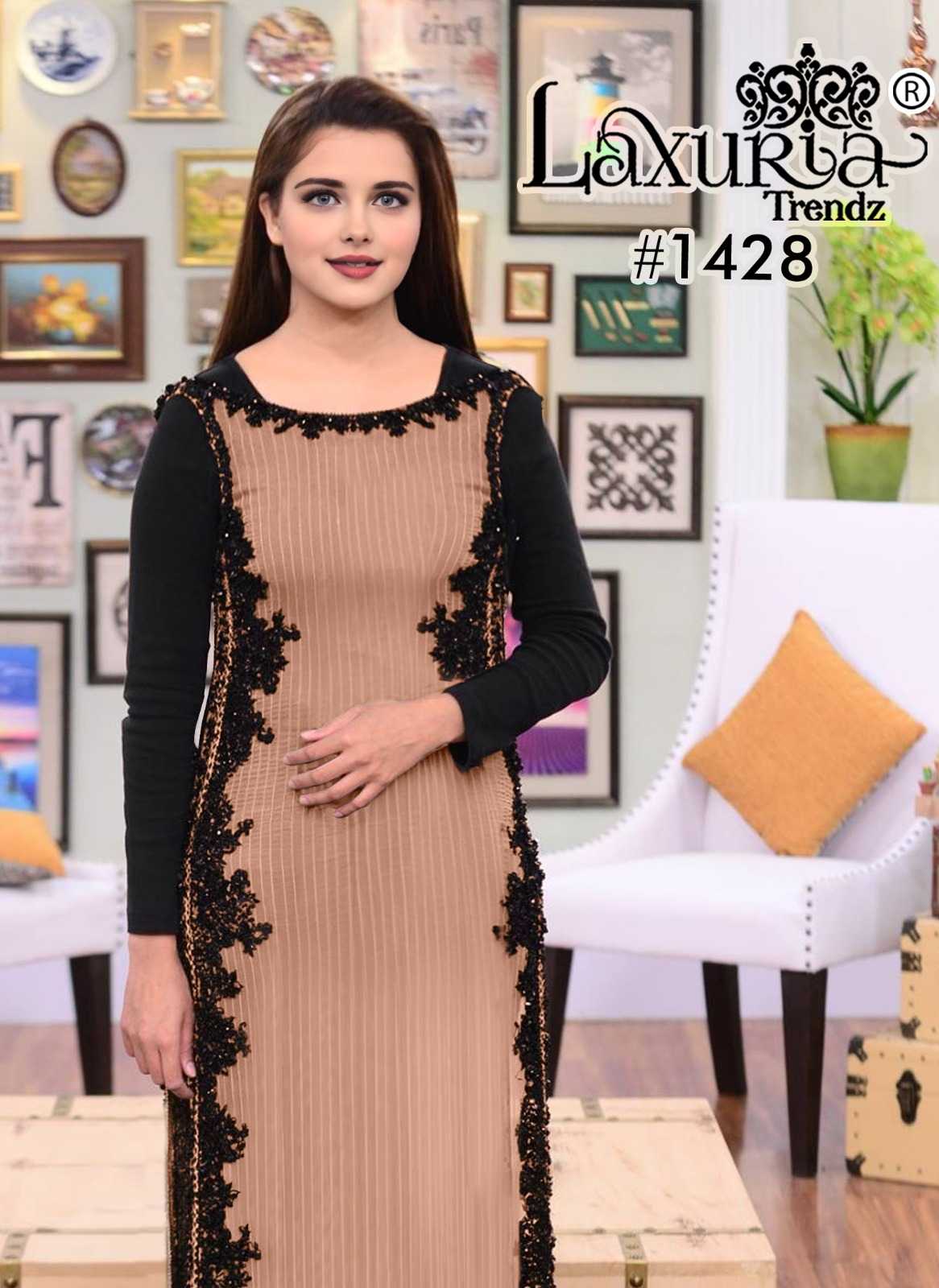 laxuria trendz 1428 georgette full stitch stylish 3pcs dress 