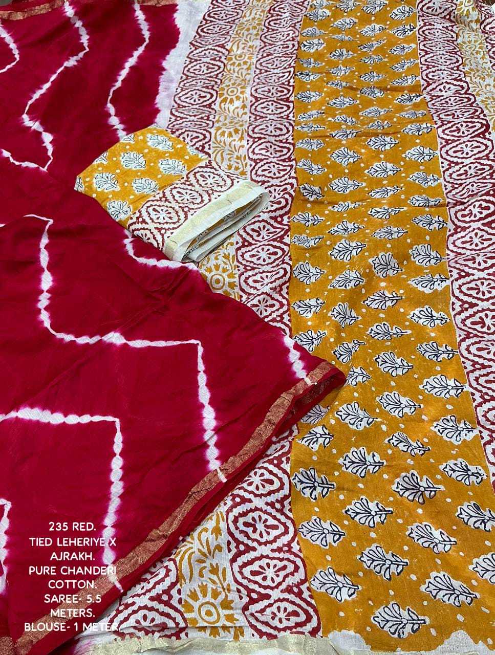 pr kc 235 leheriya ajrakh pure chanderi stylish saree