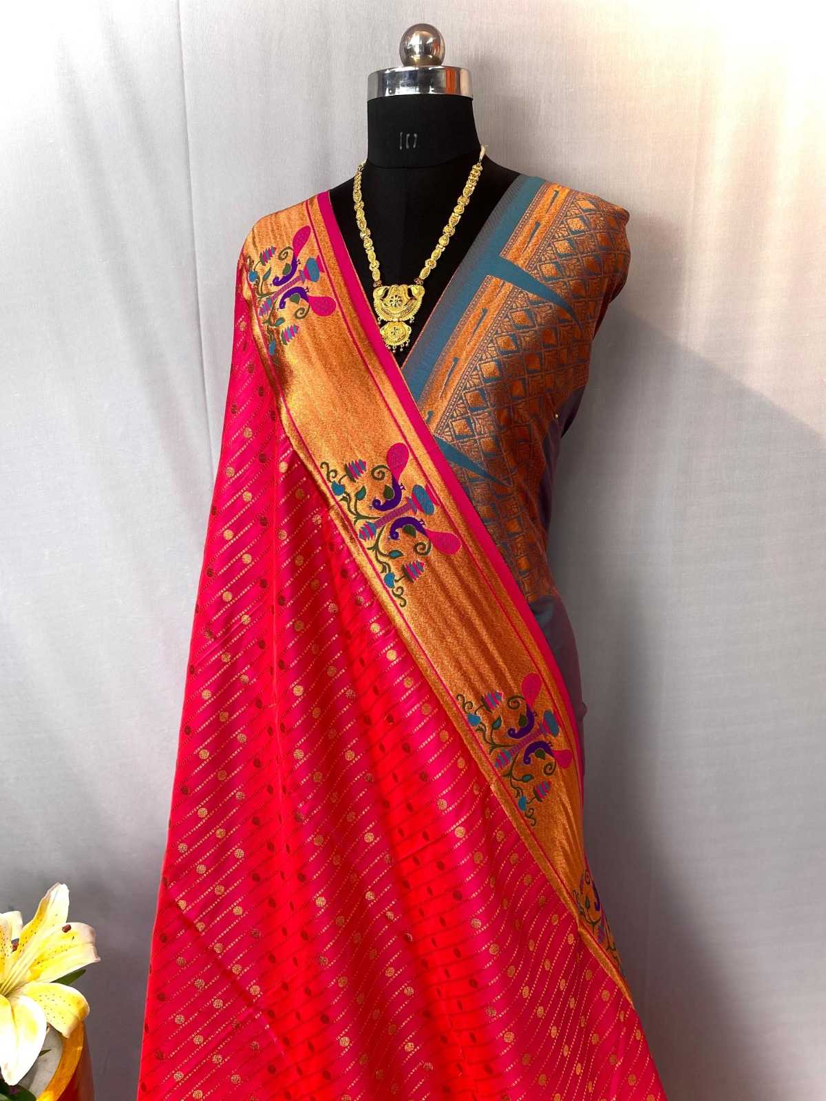 pr kc 3042 premium quality paithani silk saree wholesaler 