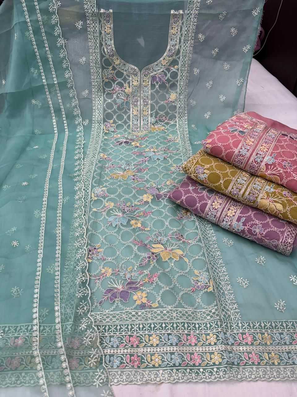 pr sushmita organza chiffon handwork unique design ladies suit 