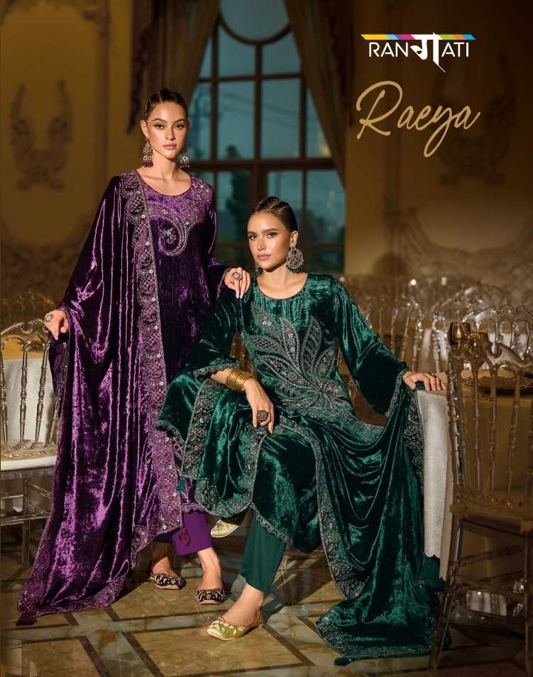 rangati prints raeya elegance viscose velvet winter designer suit 