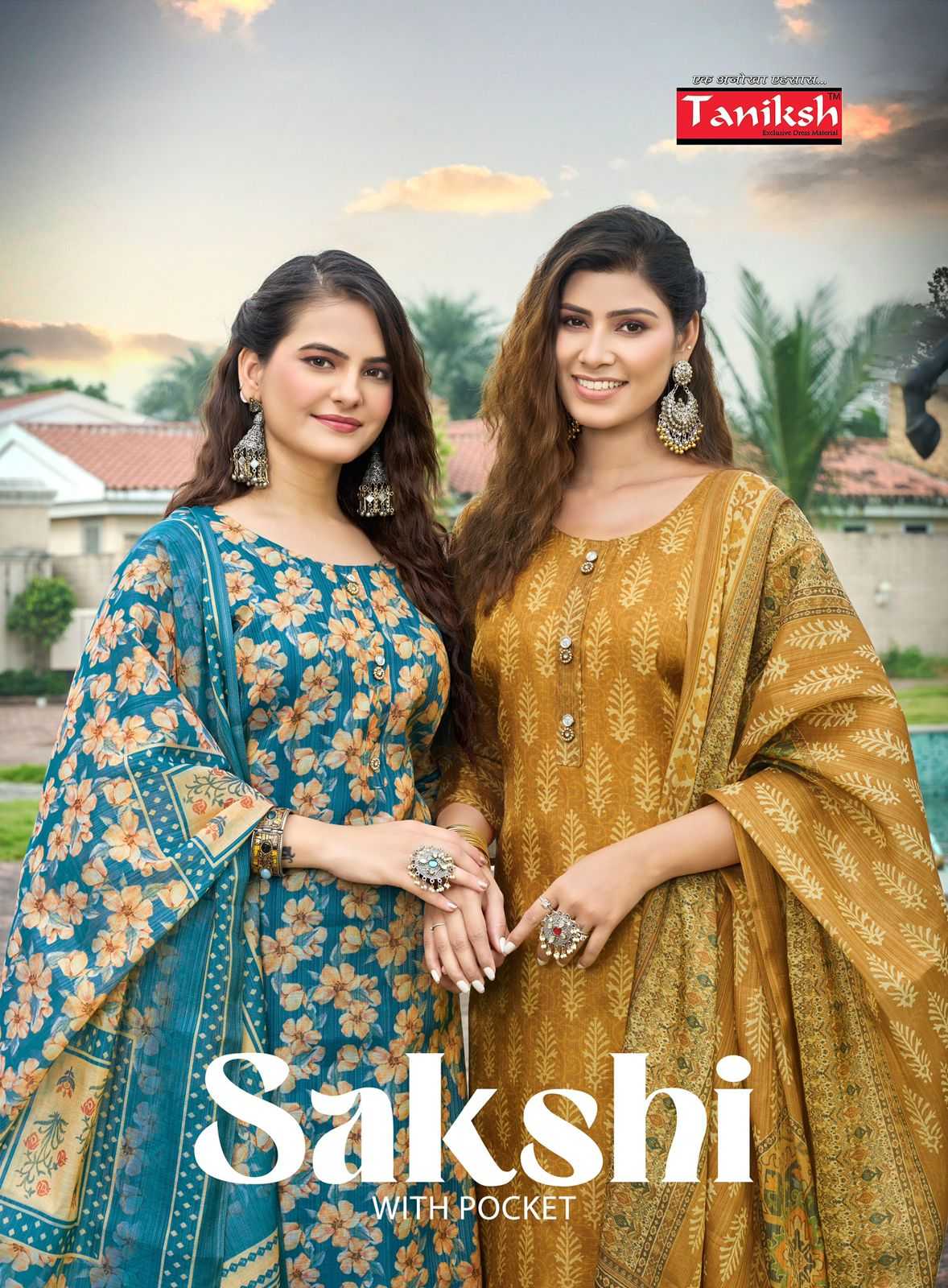 sakshi vol 1 by taniksh tissue fully stitch elegant style ladies suit 