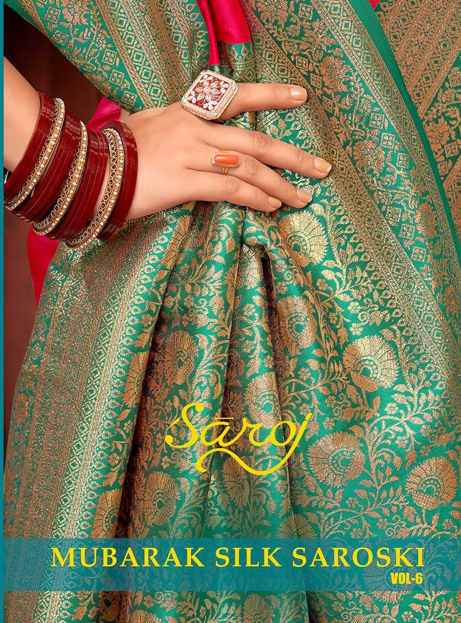 Saroj Muarak silk swarovski vol.6 50*600 silk saree 