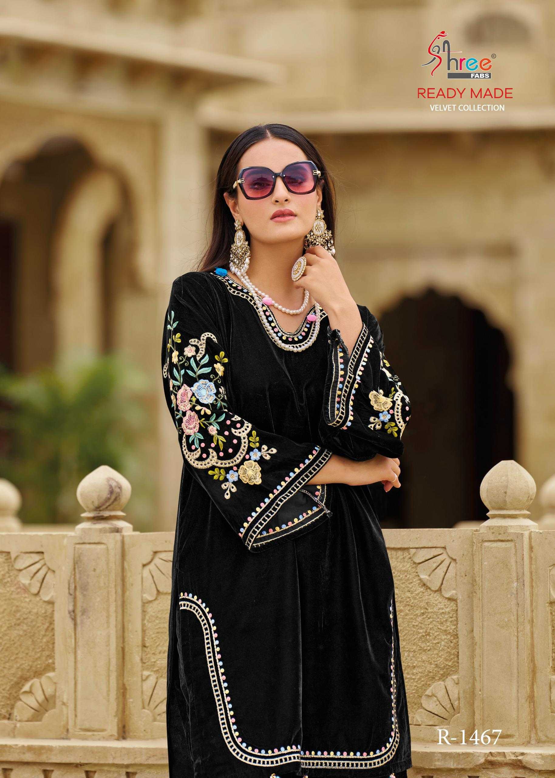 shree fabs r 1467 attractive look velvet winter readymade kurti with pant 