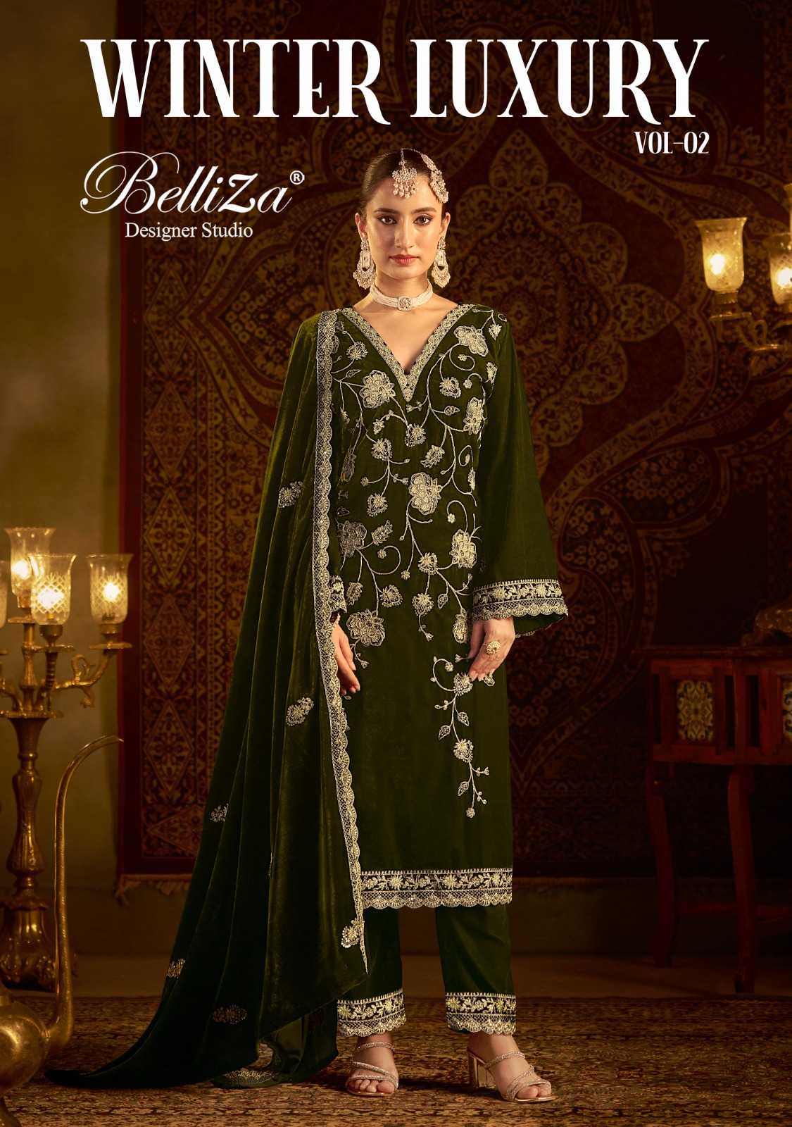 winter luxury vol 2 by belliza designer winter wear velvet ladies suits