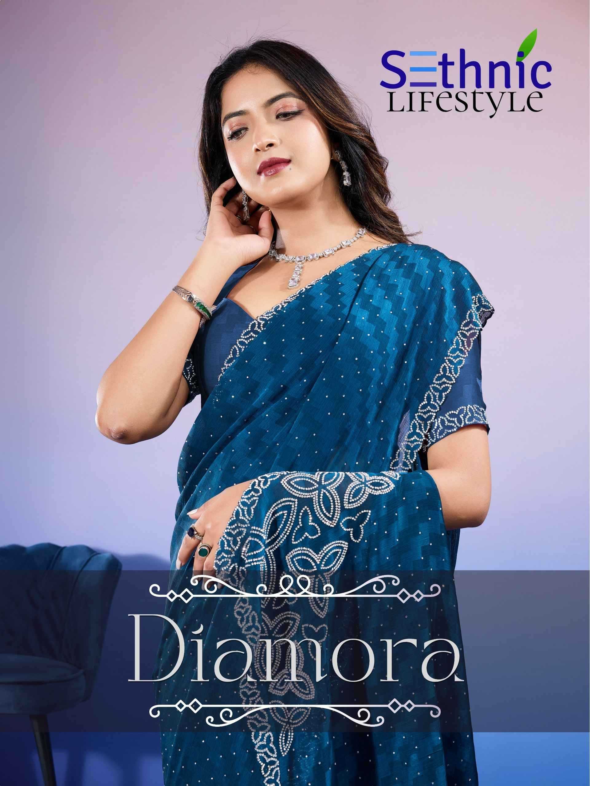 diamora by sethnic lifestyle festival wear satin chiffon attractive saree