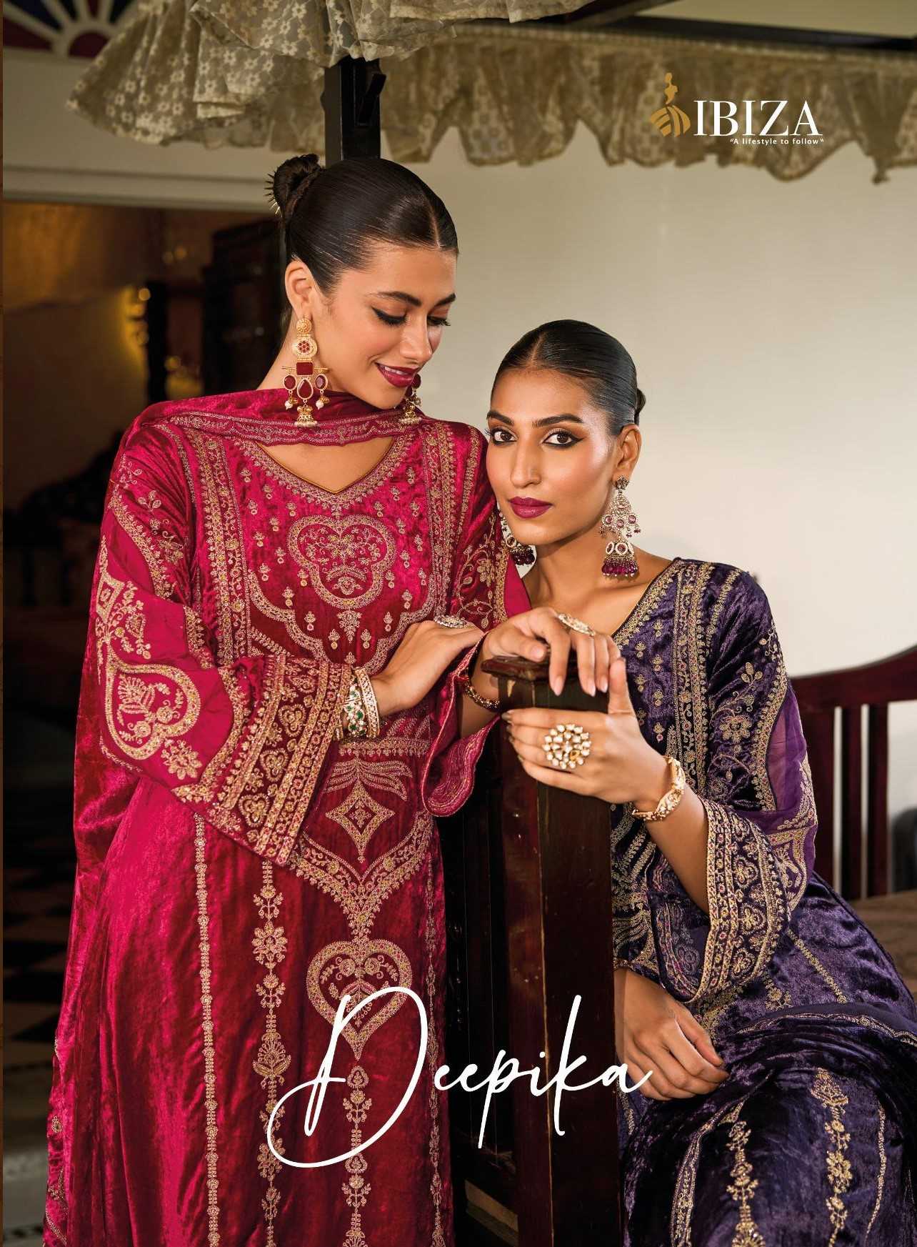 dupika by ibiza winter special embroidery viscose velvet designer suits