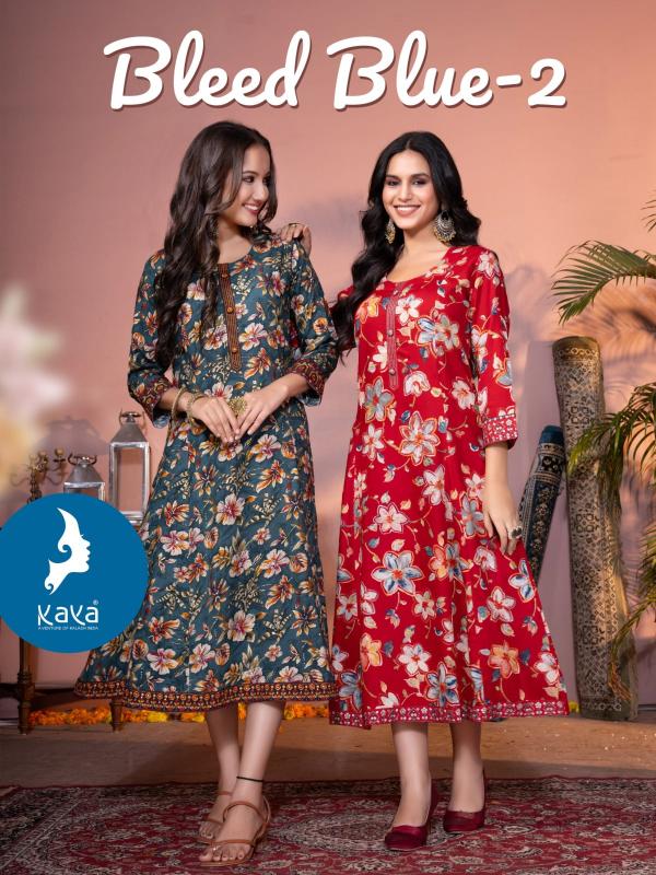 kaya bleed blue vol 2 unique style readymade frock style kurti