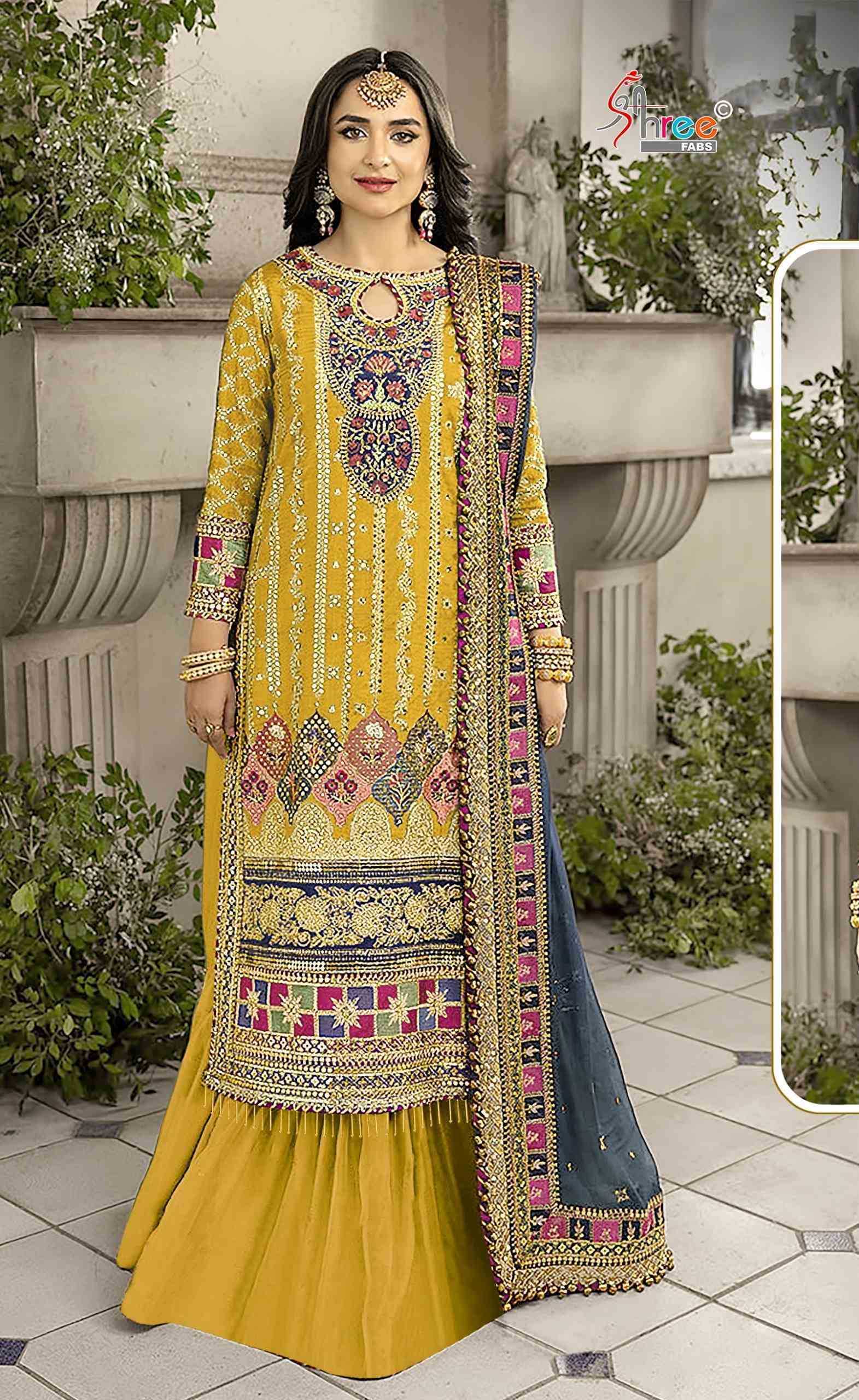 shree fabs k 5181 heavy embroidery work organza 3pcs dress