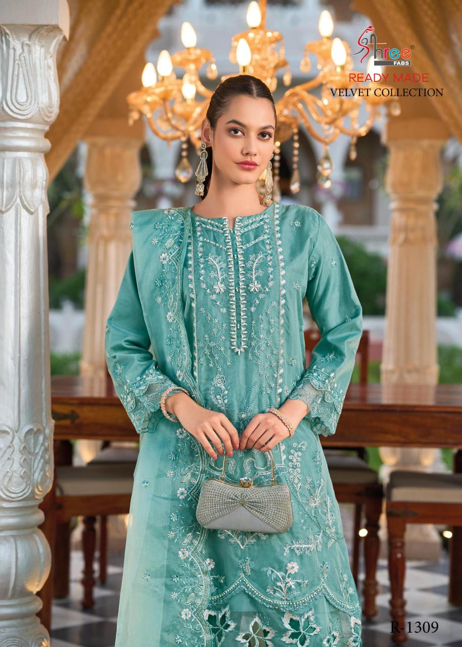 shree fabs r 1309 embroidery work organza readymade pakistani salwar suits