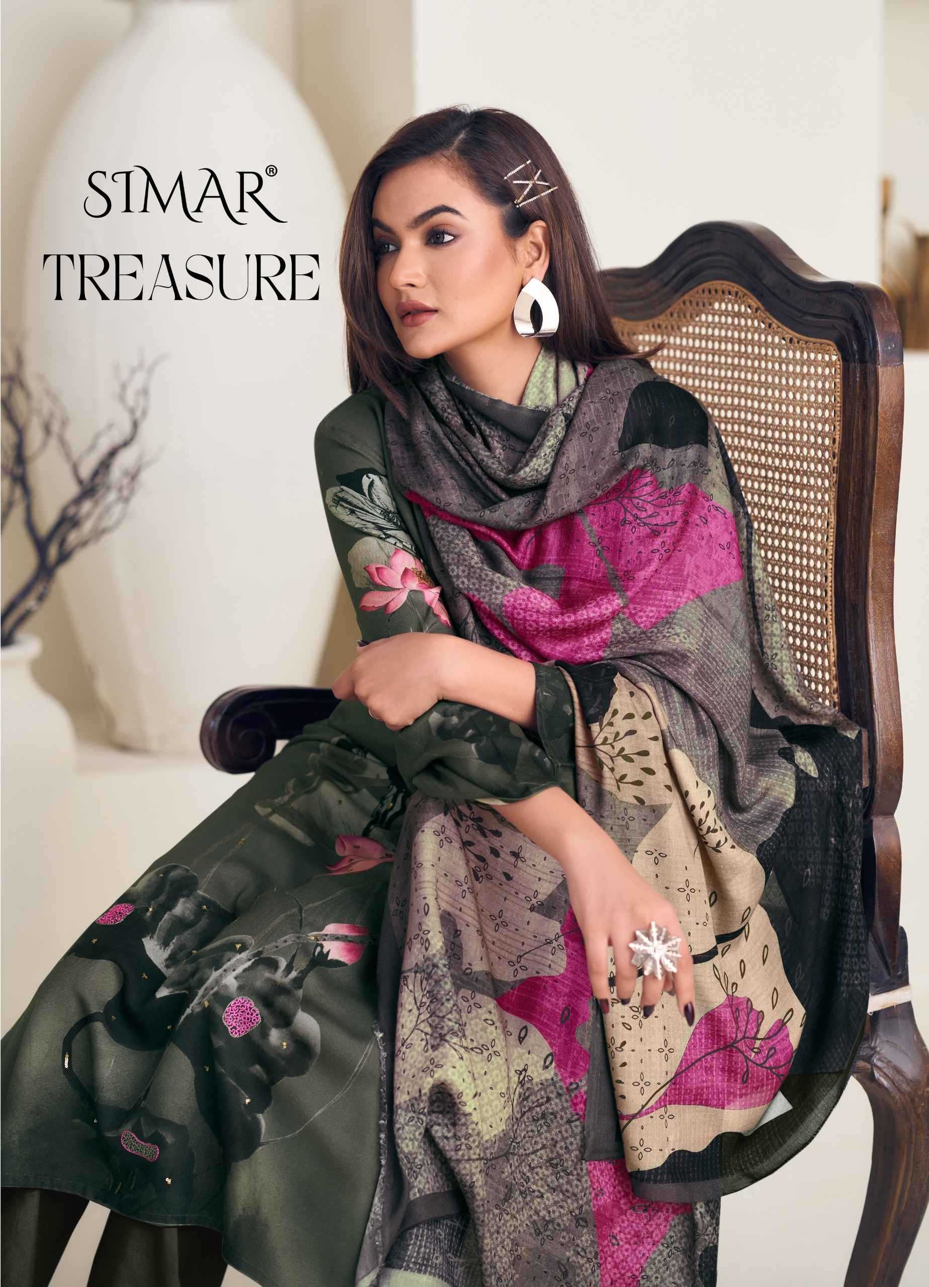 treasure by glossy digital print viscose pashmina winter wear salwar suits