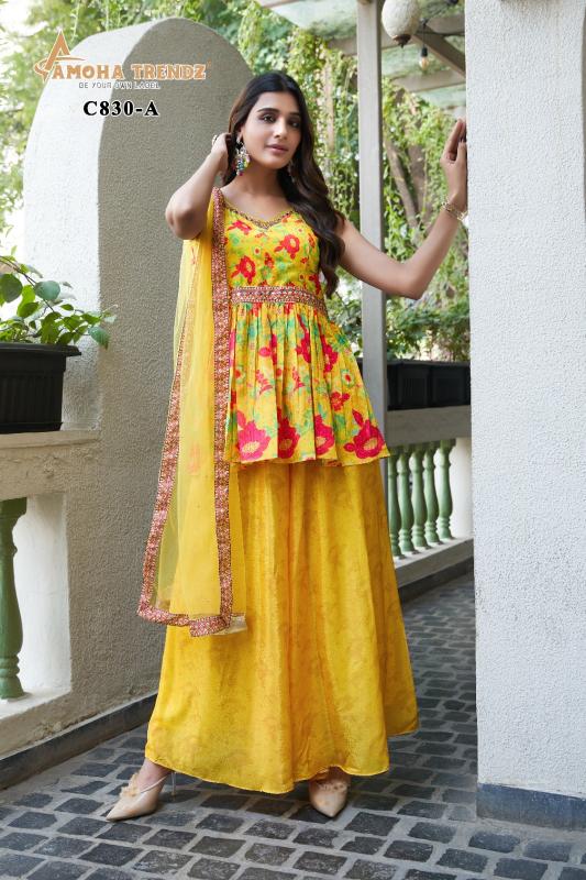 amoha c830 readymade  crop top style salwar kameez