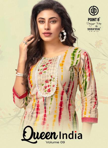 deeptex print queen india vol 9 readymade cotton plus size kurti with pant 