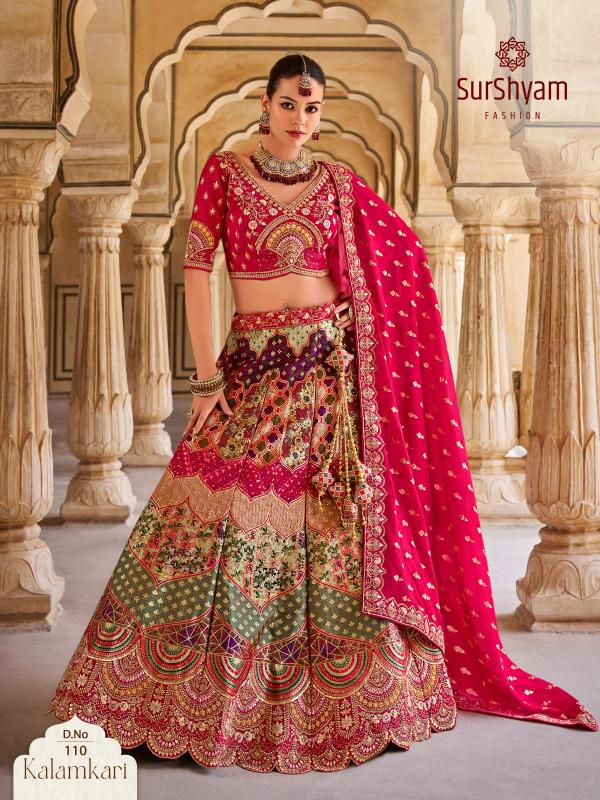 pr kalamkari banarasi silk fashionable semi stitch lehenga blouse 