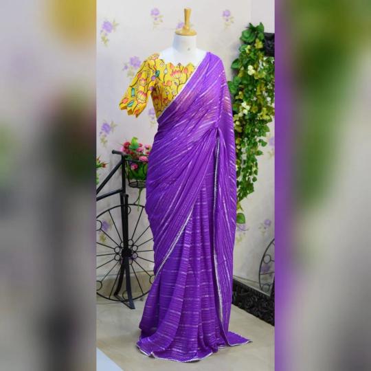 pr kc 600 viscose georgette deyable saree silk with stitch blouse