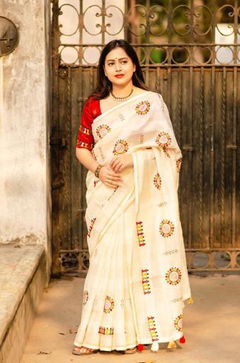 pr kc sukanya vol 3 worli style embroidery manipuri kota chex saree