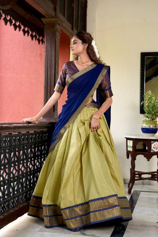 pr suvarna lnb2002 kanchipuram half saree stitch lehenga unstitch choli 