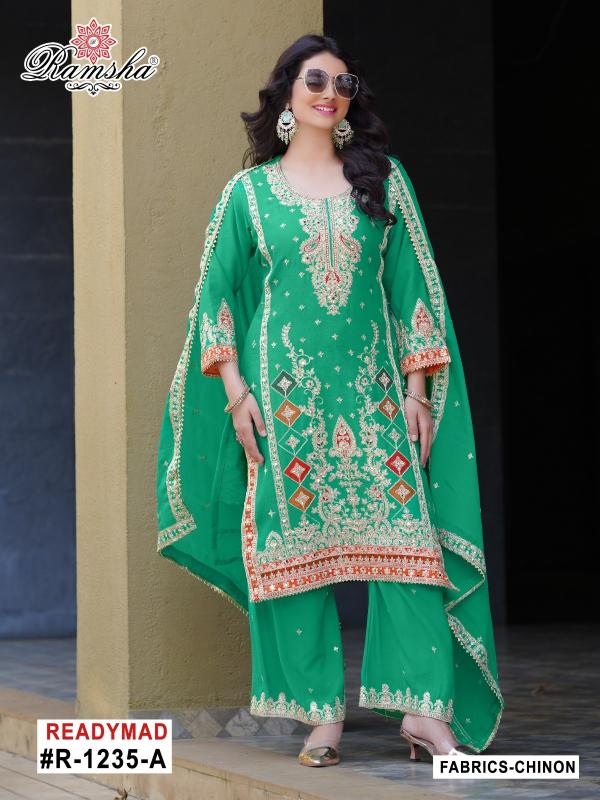 ramsha 1235 nx beautiful design chinon readymade plazzo suits