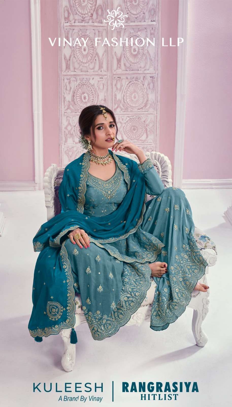 rangrasiya hitlist by vinay kuleesh heavy embroidery work sharara style chinon suits