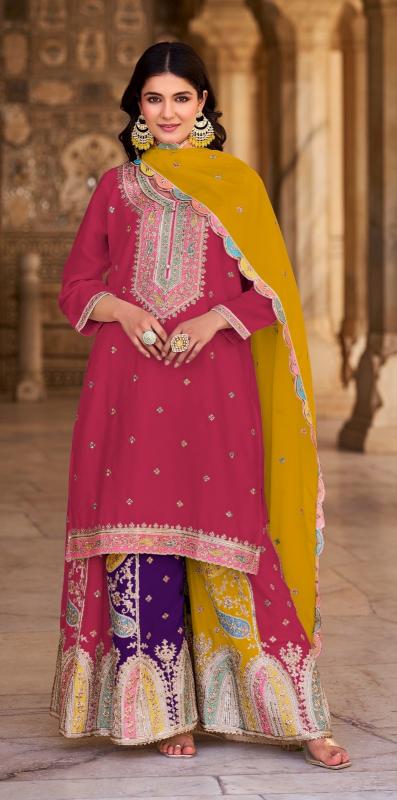 shree fabs k 5111 heavy embroidery chinon stitch plazzo style suits