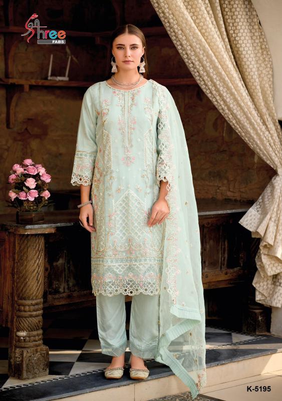 shree fabs k 5295 embroidery work organza pakistani unstitch suits