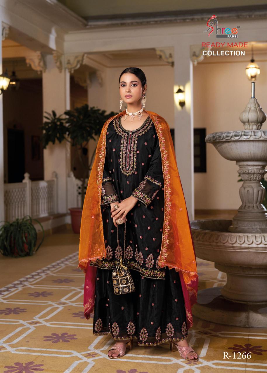 shree fabs r 1266 designer organza plazzo style readymade suits