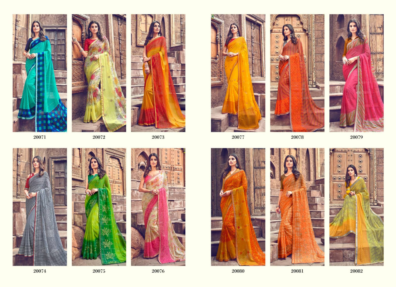 Sanskar Print Nayna Vol 5 Chiffon Woth Work Fancy Saris Collection