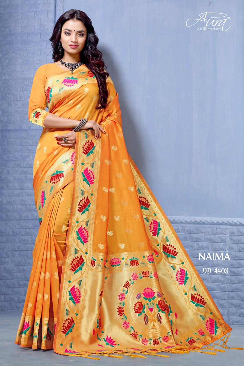 Aura Launch Naima Silk Designer Festival Wear Saree Concept