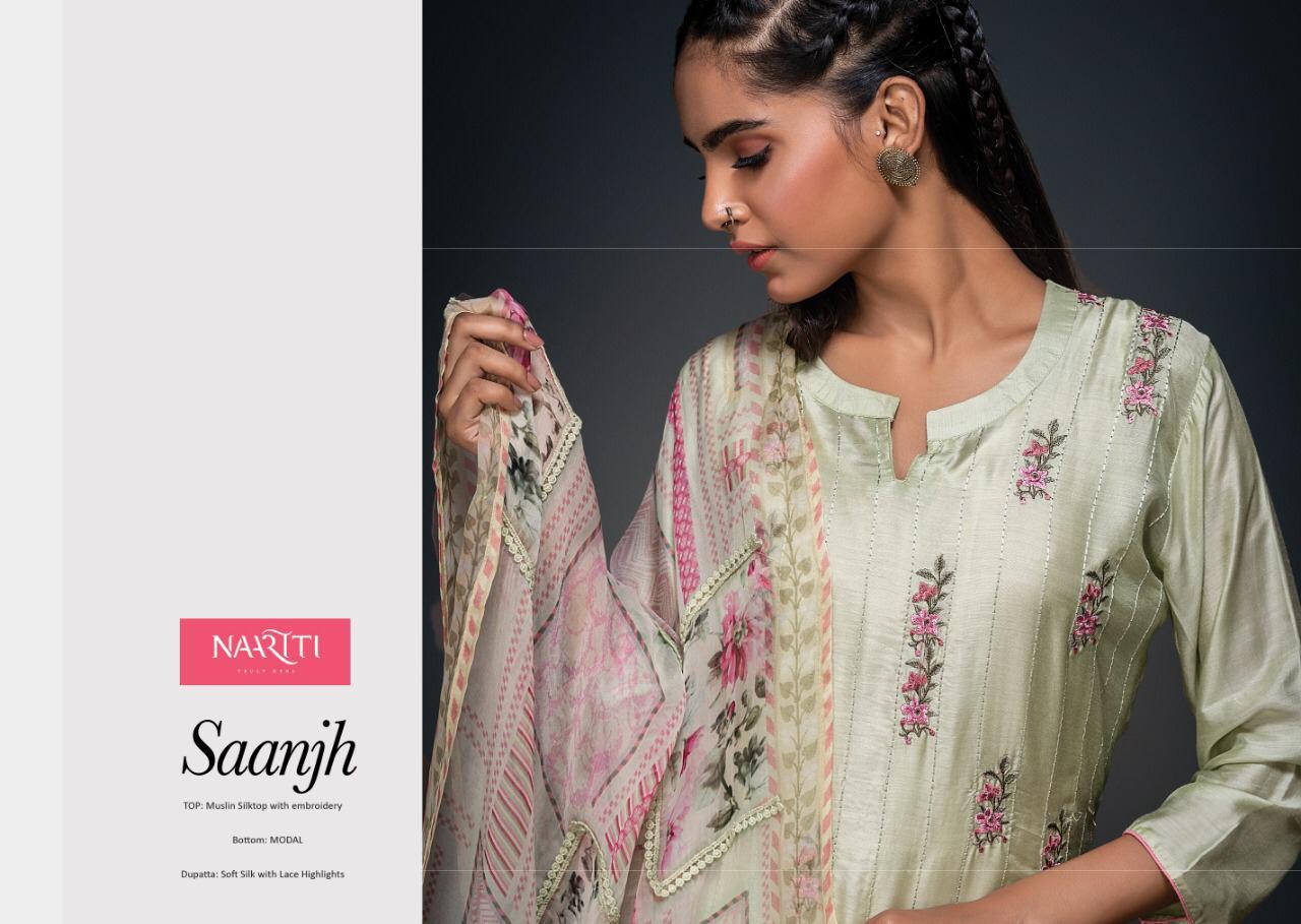 Naariti Launch Saanjh Muslin Silk With Embroidery Heavy Look Salwar ...