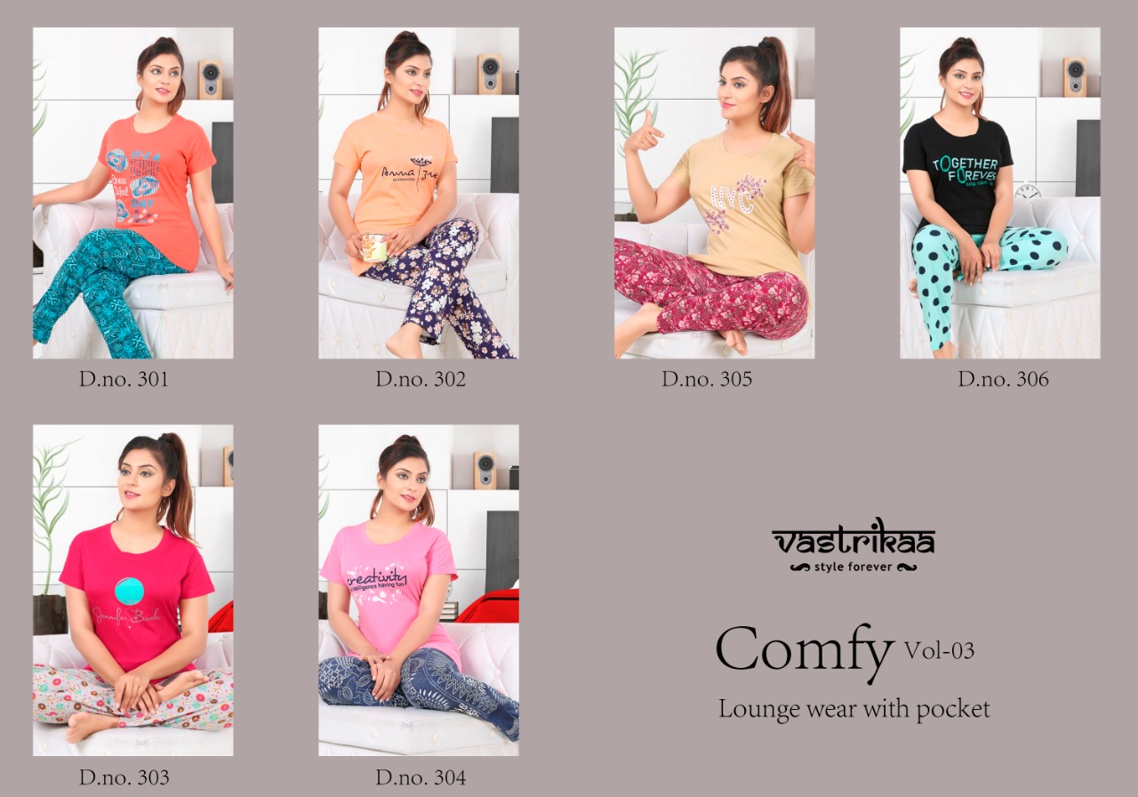 Vastrika Launch Comfy Vol 3 Lounge Wear With Pocket Cotton Night Suit ...