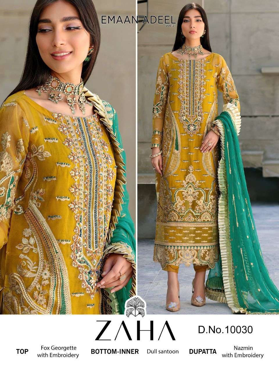 zaha emaan adeel vol 2 pakistani dresses embroidery