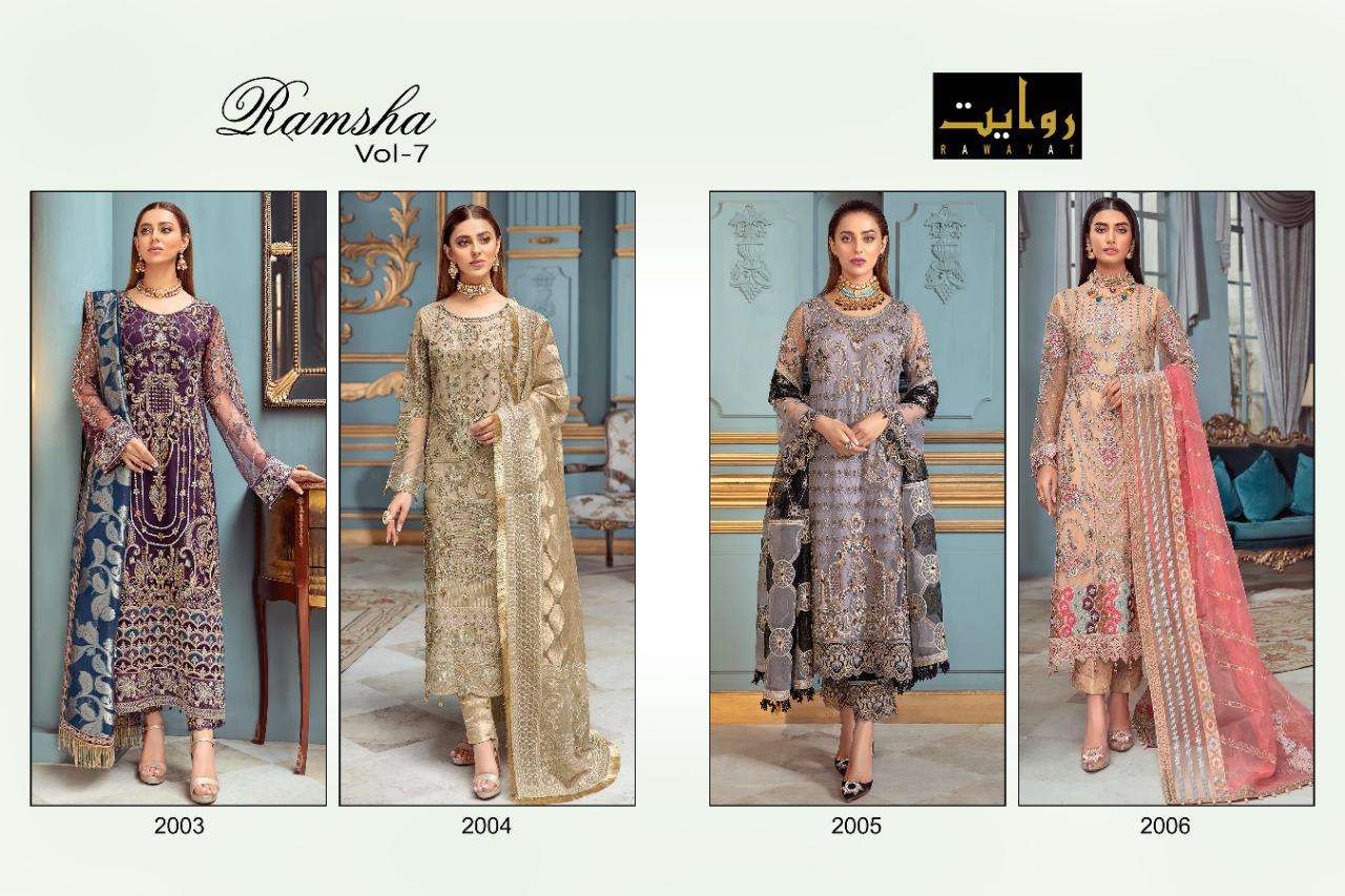 rawayat ramsha vol 7 georgette work pakistani dresses